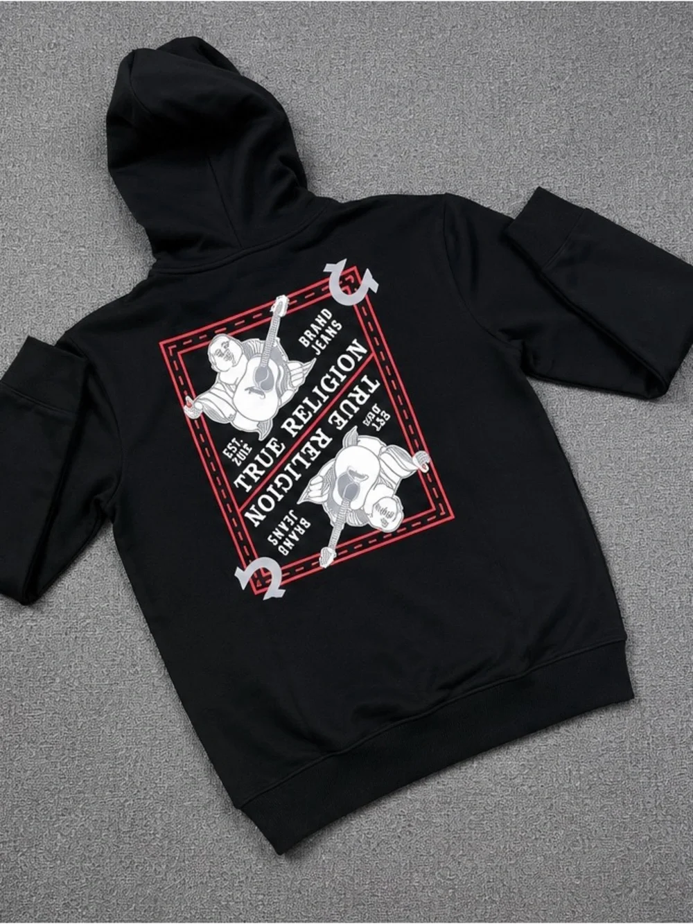 ON HOLD True Religion Black Shorts with Red Logo Patch
